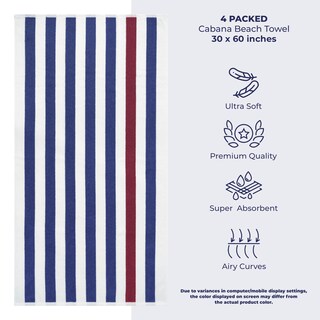 Foto 3 | Foto 3 | Toallas De Playa American Soft Linen Cabana A Rayas Paquete De 4 - Venta Internacional.