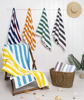 Foto 7 | Foto 7 | Toallas De Playa American Soft Linen Cabana A Rayas Paquete De 4 Color Naranja - Venta Internacional.