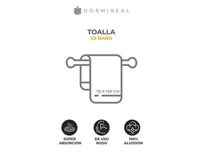 Foto 2 | Foto 2 | Toalla de Medio Baño Dormireal Blanca 70 x 125 cm 100% Algodón 780 g