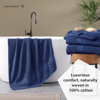Foto 4 | Foto 4 | Juego De Toallas De Baño Lane Linen 100% Algodón, Paquete De 4 Unidades, 35 X 66 Cm, Azul Marino - Venta Internacional.