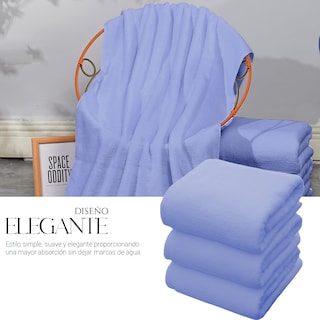 Foto 3 | Foto 3 | Toalla De Baño Grande Completo 100% Algodón Suave Color Pack 2 Piezas Azul