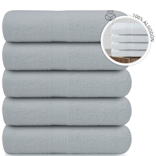 Foto 5 | Foto 5 | Toalla De Baño Grande Completo 100% Algodón Suave Color Pack 5 Piezas Gris