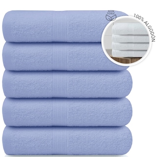 Foto 5 | Foto 5 | Toalla De Baño Grande Completo 100% Algodón Suave Color Pack 5 Piezas Azul