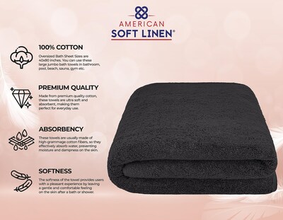 Foto 4 | Foto 4 | Toalla De Baño American Soft Linen De Gran Tamaño  100% Algodón  600 G/m² - Venta Internacional.