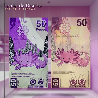 Foto 3 | Foto 3 | Set 2 Toallas de Baño NubiSuave Billete Mexicano Ajolote