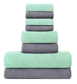 Foto 1 | Foto 1 | Toallas de Baño Lana Coral Suave de Alta Densidad 8 piezas Gris Oscuro y Verde