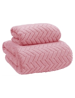 Foto 2 | Foto 2 | 2pcs Tuallas Y Toalla Baño Completo Grande Lana Coral Suave Rosa + Termo Gratis Güish