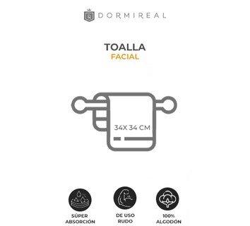 Foto 3 | Foto 3 | Toalla Facial Dormireal color Arena 4 PZAS 100% Algodón 34 X 34 CM