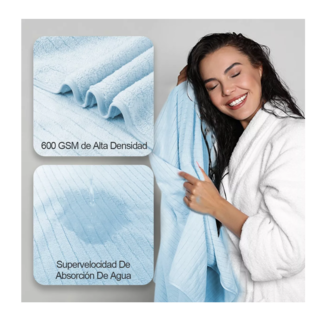 Foto 4 | Foto 4 | Set 2 Toallas De Baño Lana Coral Suave De Alta Densidad, Color Azul Celeste