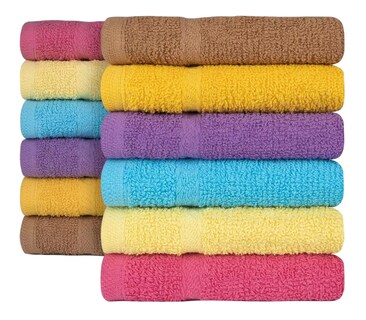 Foto 1 | Foto 1 | Toalla Facial 100% Algodón 30 X 30 Cm 12 Pzs, Multicolor