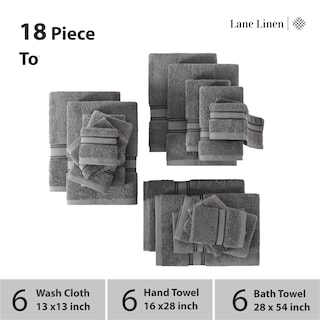 Foto 3 | Foto 3 | Juego De Toallas Lane Linen Luxury, 100% Algodón, 18 Piezas, Gris Frío - Venta Internacional.