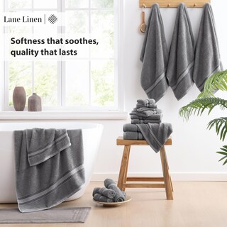 Foto 4 | Foto 4 | Juego De Toallas Lane Linen Luxury, 100% Algodón, 18 Piezas, Gris Frío - Venta Internacional.
