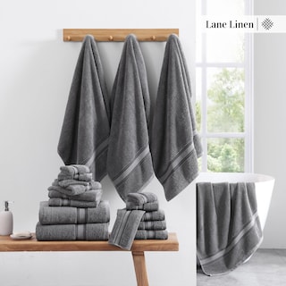 Foto 5 | Foto 5 | Juego De Toallas Lane Linen Luxury, 100% Algodón, 18 Piezas, Gris Frío - Venta Internacional.