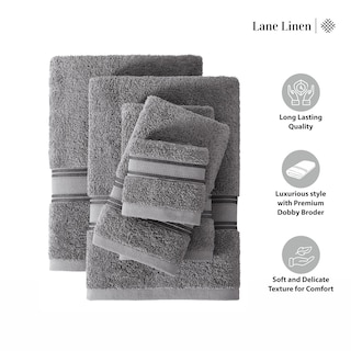 Foto 6 | Foto 6 | Juego De Toallas Lane Linen Luxury, 100% Algodón, 18 Piezas, Gris Frío - Venta Internacional.