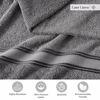 Foto 7 | Foto 7 | Juego De Toallas Lane Linen Luxury, 100% Algodón, 18 Piezas, Gris Frío - Venta Internacional.