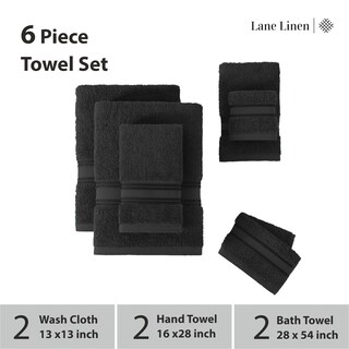 Foto 3 | Foto 3 | Juego De Toallas De Baño Lane Linen Luxury, 6 Piezas, 100% Algodón, Color Negro - Venta Internacional.