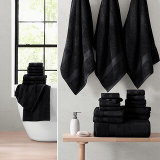 Foto 3 | Foto 3 | Juego De Toallas De Baño Lane Linen, 24 Unidades, 100% Algodón, Color Negro - Venta Internacional.