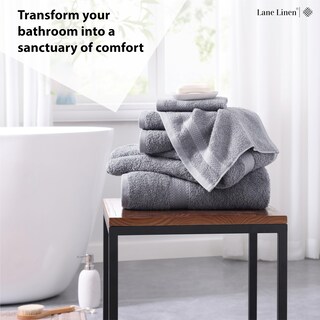 Foto 3 | Foto 3 | Juego De Toallas De Baño Lane Linen, Color Gris, 100% Algodón, 6 Unidades, 600 G/m² - Venta Internacional.
