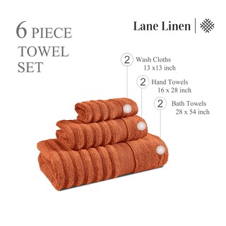 Foto 3 | Foto 3 | Toallas De Baño Lane Linen, Lujosas, Acanaladas, 100% Algodón, Juego De 6 Piezas - Venta Internacional.