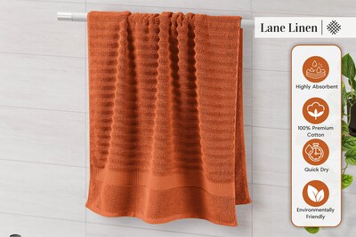 Foto 5 | Foto 5 | Toallas De Baño Lane Linen, Lujosas, Acanaladas, 100% Algodón, Juego De 6 Piezas - Venta Internacional.