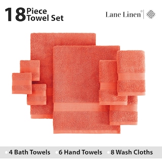 Foto 4 | Foto 4 | Juego De Toallas De Baño Lane Linen, 18 Unidades, 100% Algodón Living Coral - Venta Internacional.