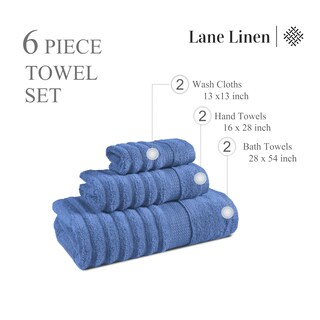 Foto 3 | Foto 3 | Juego De Toallas De Baño Lane Linen, Lujosas, Acanaladas, 100% Algodón, 6 Piezas - Venta Internacional.