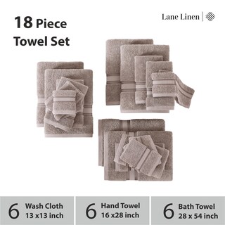 Foto 3 | Foto 3 | Juego De Toallas De Baño Lane Linen, 100% Algodón, 18 Piezas, Platino - Venta Internacional.