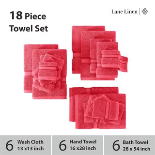 Foto 3 | Foto 3 | Juego De Toallas De Baño Lane Linen Luxury, 100% Algodón, 18 Unidades, Madreselva - Venta Internacional.