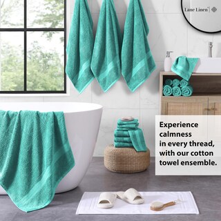 Foto 3 | Foto 3 | Juego De Toallas De Baño Lane Linen, 18 Unidades, 100% Algodón, Turquesa - Venta Internacional.