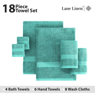 Foto 4 | Foto 4 | Juego De Toallas De Baño Lane Linen, 18 Unidades, 100% Algodón, Turquesa - Venta Internacional.