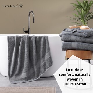Foto 4 | Foto 4 | Juego De Toallas De Baño Lane Linen, Tamaño Grande, 100% Algodón, 4 Piezas, Color Gris Frío - Venta Internacional.
