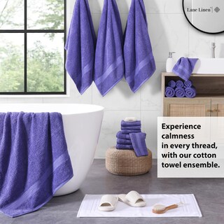 Foto 3 | Foto 3 | Juego De Toallas De Baño Lane Linen Cotton, 18 Piezas, 100% Algodón, Azul Irlandés - Venta Internacional.