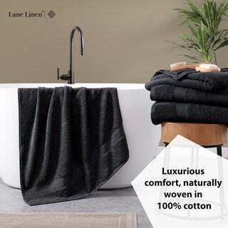 Foto 4 | Foto 4 | Juego De Toallas De Baño Lane Linen, 100% Algodón, Secado Rápido, 4 Piezas, Color Negro - Venta Internacional.