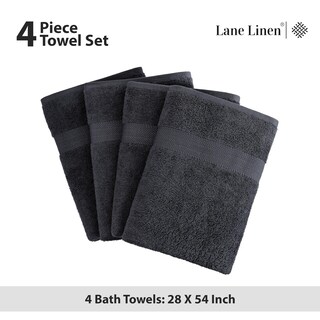 Foto 5 | Foto 5 | Juego De Toallas De Baño Lane Linen, 100% Algodón, Secado Rápido, 4 Piezas, Color Negro - Venta Internacional.