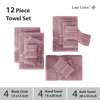 Foto 3 | Foto 3 | Juego De Toallas De Baño Lane Linen Luxury, 12 Piezas, 100% Algodón - Venta Internacional.