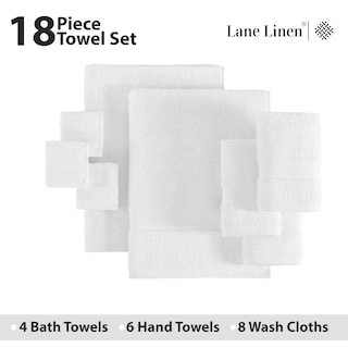 Foto 4 | Foto 4 | Juego De Toallas De Baño Lane Linen, 18 Piezas, 100% Algodón, Color Blanco, Baño - Venta Internacional.