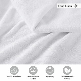 Foto 7 | Foto 7 | Juego De Toallas Lane Linen De Algodón De Lujo, 18 Piezas, Color Blanco - Venta Internacional.