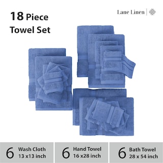 Foto 3 | Foto 3 | Juego De Toallas Lane Linen Luxury, 100% Algodón, 18 Unidades, Azul Cerúleo - Venta Internacional.