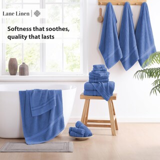 Foto 4 | Foto 4 | Juego De Toallas Lane Linen Luxury, 100% Algodón, 18 Unidades, Azul Cerúleo - Venta Internacional.