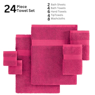 Foto 5 | Foto 5 | Juego De Toallas De Baño Lane Linen 100% Algodón, 24 Piezas, Fucsia - Venta Internacional.