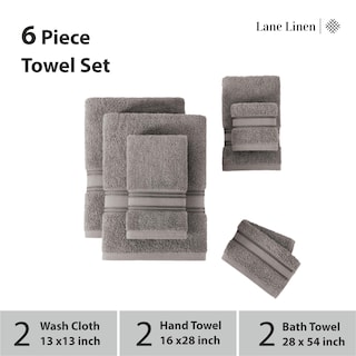 Foto 3 | Foto 3 | Juego De Toallas Lane Linen Luxury De 6 Piezas, 100% Algodón, Color Gris Espacial - Venta Internacional.
