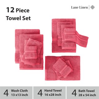 Foto 3 | Foto 3 | Juego De Toallas De Baño Lane Linen Luxury, 12 Piezas, 100% Algodón - Venta Internacional.