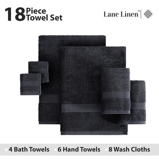 Foto 4 | Foto 4 | Juego De Toallas De Baño Lane Linen, 18 Unidades, 100% Algodón, 550 G/m², Color Negro - Venta Internacional.