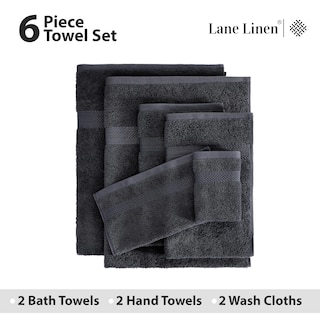 Foto 4 | Foto 4 | Juego De Toallas De Baño Lane Linen, 100% Algodón, 6 Piezas, 600 G/m², Color Negro - Venta Internacional.