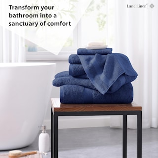 Foto 3 | Foto 3 | Juego De Toallas De Baño Lane Linen, 100% Algodón, 6 Piezas, Azul Marino - Venta Internacional.