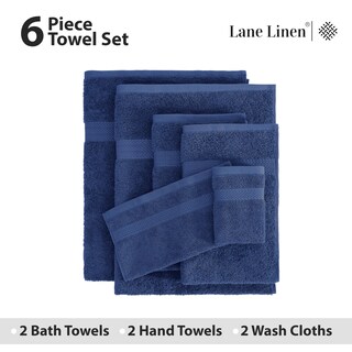Foto 4 | Foto 4 | Juego De Toallas De Baño Lane Linen, 100% Algodón, 6 Piezas, Azul Marino - Venta Internacional.