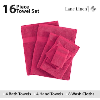 Foto 4 | Foto 4 | Juego De Toallas De Baño Lane Linen, 16 Unidades, 100% Algodón, 600 G/m², Fucsia - Venta Internacional.