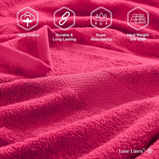 Foto 6 | Foto 6 | Juego De Toallas De Baño Lane Linen, 16 Unidades, 100% Algodón, 600 G/m², Fucsia - Venta Internacional.
