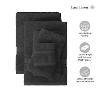 Foto 6 | Foto 6 | Juego de Toallas Lane Linen Luxury Bath 3 Piezas 100% Algodón Negro - Venta Internacional