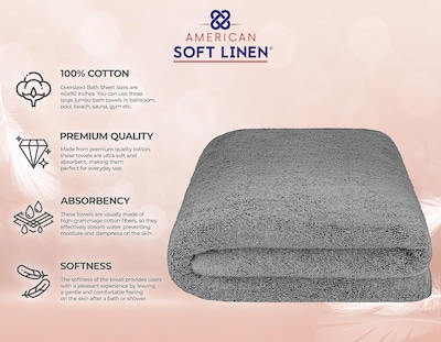 Foto 4 | Foto 4 | Toalla De Baño American Soft Linen Gris Oscuro 100% Algodón 40x80 Cm - Venta Internacional.
